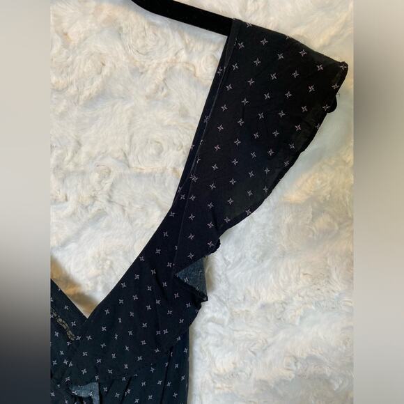 Free People Intimately Women's One Of These Days Romper Small Ruffle Black Print - Picture 8 of 14